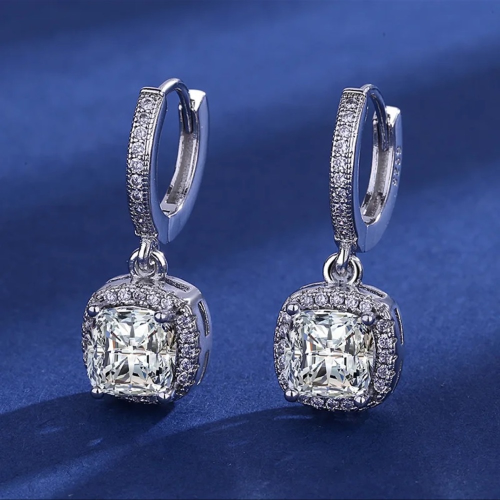 🌟 Gold filled Diamond Hoop Drop Earrings